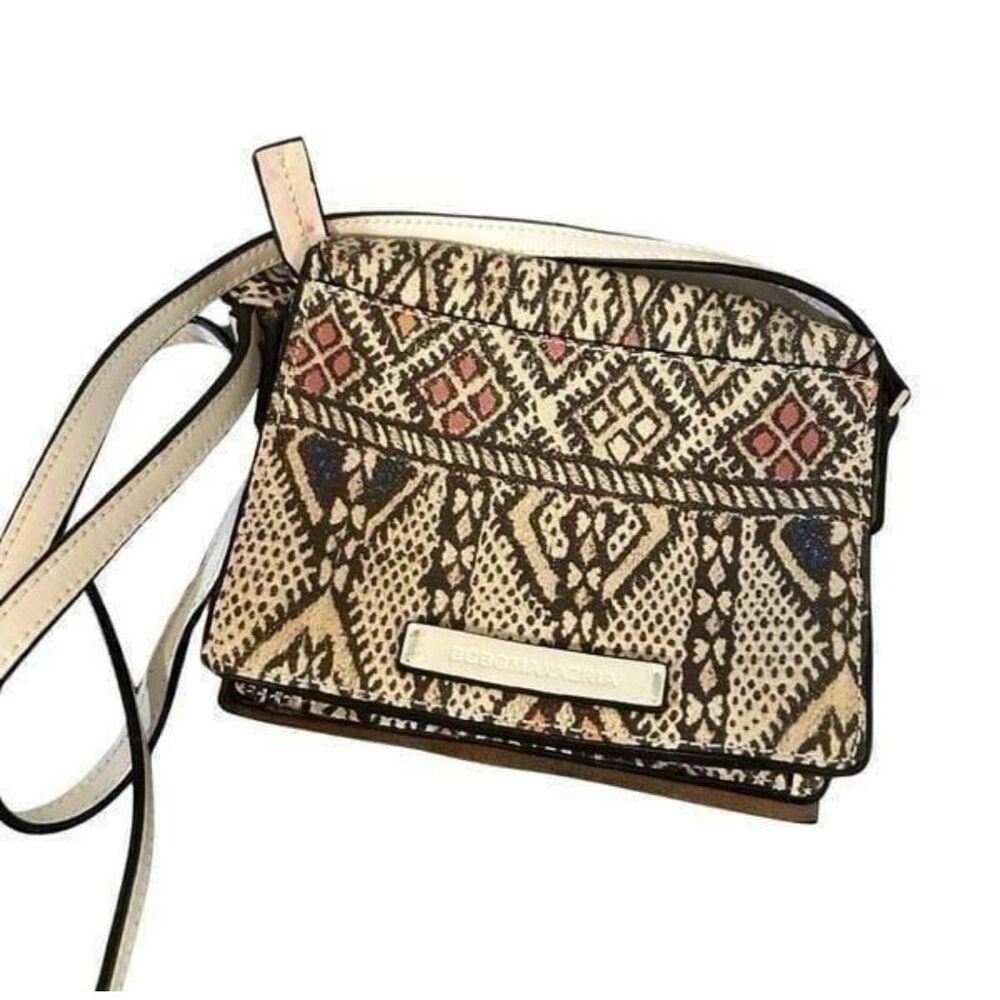BCBG Beige and Pink Patterned Crossbody Bag
